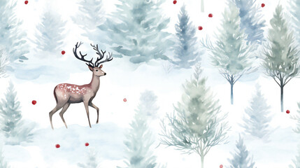 seamless pattern, christmas background with deer