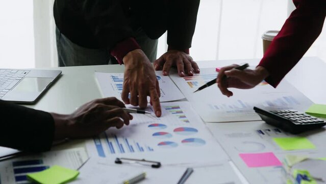 Business brain storm meeting presentation Team discussing roadmap to product launch, presentation, planning, strategy, new business development.