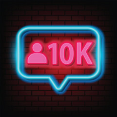 Thank you 10k followers peoples for social media with 10k neon sign