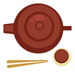 Teapot with small cup and sticks, chinese ceremony
