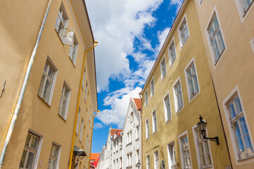 narrow street in the old town of Tallinn city