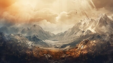 Generative Ai. Landscape with mountains
