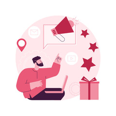 Promotion strategy abstract concept vector illustration. Brand sales promotion, get consumer to try product, customer loyalty, marketing campaign service, identify target audience abstract metaphor.