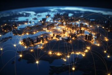 Fototapeta premium Smart city and global network concept. 3D rendering Elements