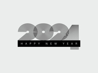 2024 outline modern design with text Happy New Year, greeting card cover template, new year party logo for business, isolated vector illustration