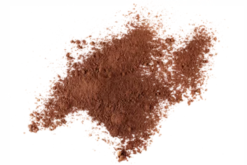 Fotobehang Pile cocoa powder isolated on white, top view © dule964