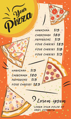 Colored front page of a pizza menu Vector