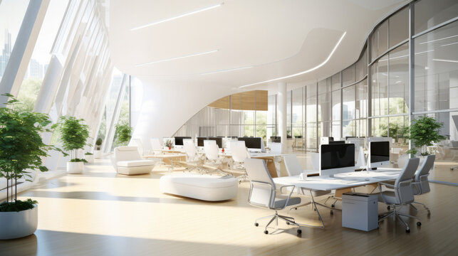 Modern white open space office corner