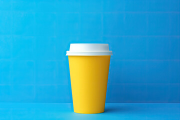 Take Away Paper Coffee Cup Mockup om blue background