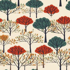 Tree seamless pattern, generative ai