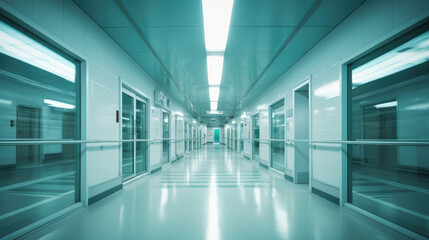 Naklejka premium Medical concept. Hospital corridor with rooms