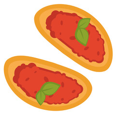 Toast bread with caviar or tomato sauce with basil