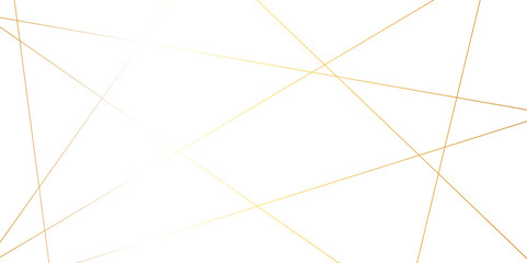 Abstract luxury gold lines with many squares and triangles shape on white background. Geometric random chaotic lines background.
