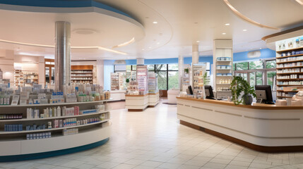 Modern health and pharmacy store.