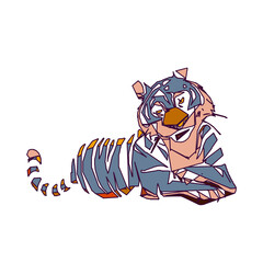 tiger color sketch with edge lines and transparent background