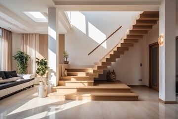 Stylish Staircase in a Modern Villa - Generative ai