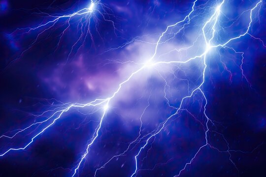 Electric Blue: A Dynamic and Striking Lightning Background - Generative ai