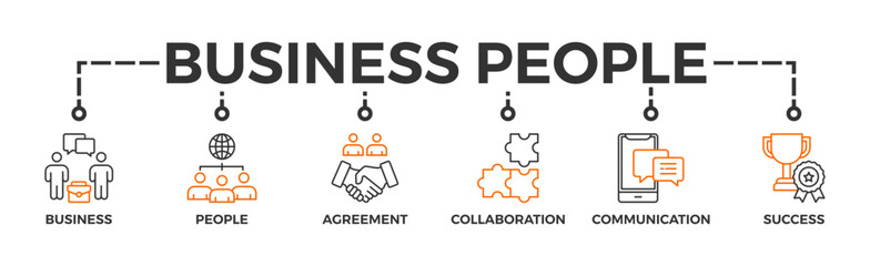 Business people banner web icon vector illustration concept with icon of business, people, agreement, collaboration, communication and success