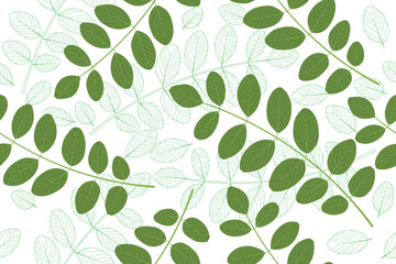 Seamless pattern with green leaves.