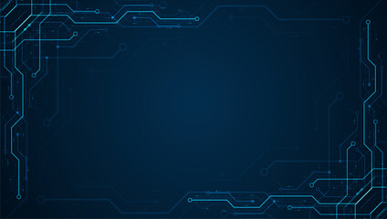 Circuit board. Motherboard. Blue technology background.