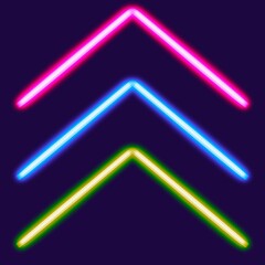 neon abstract arrows glowing desktop icon, neon sticker, neon figure, glowing figure, neon geometrical figures 