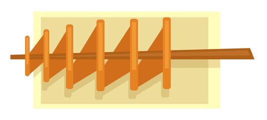 Spiral fried potato chips on stick served on plate