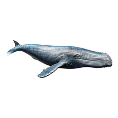 Blue Whale on Transparent Background