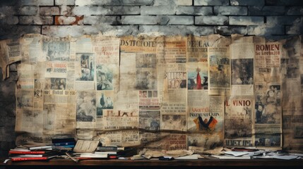 Newspaper paper vintage old aged texture background, fresh wallpaper banner concept