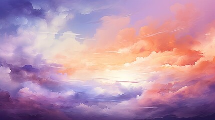 abstract watercolor background with orange sky