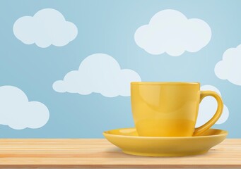 Hot tea or coffee in ceramic cup