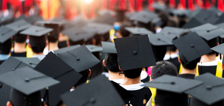 Rear view of graduates during commencement