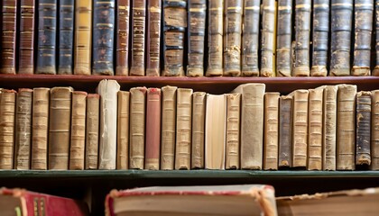 old books in a library, stack, bookshelf, shelf, isolated, row, ancient, vintage