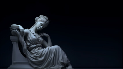 Female Contemplation Greek Statue, Minimalist Digital Concept Render