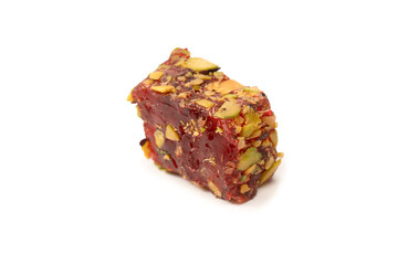 Sweet roll with pomegranate and pistachios, turkish sweets.