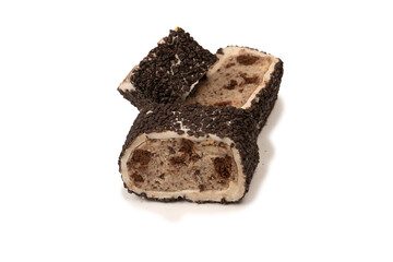Sweet roll with chocolate and nuts, turkish sweets.