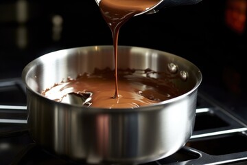 melting dark chocolate over double boiler, created with generative ai