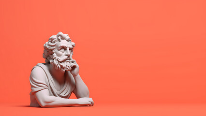Greek Stoic Philosopher Statue, Contemplation Modern Minimalist Digital Concept Render - obrazy, fototapety, plakaty