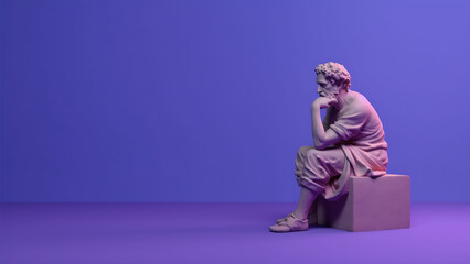 Greek Stoic Philosopher Statue, Contemplation Modern Minimalist Digital Concept Render