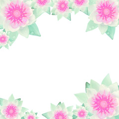 frame made of colorful flowers white background