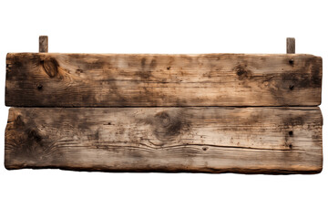 Empty Old Wooden Sign Clip on Transparent Background. AI
