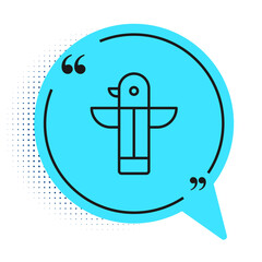 Black line Canadian totem pole icon isolated on white background. Blue speech bubble symbol. Vector