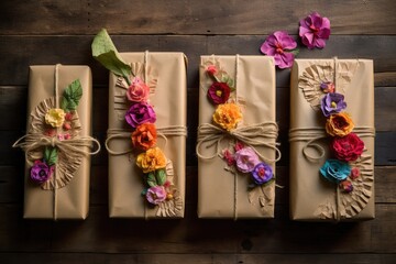 creative diy gift-wrapping ideas with kraft paper, created with generative ai