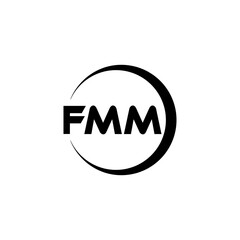 FMM letter logo design with white background in illustrator, cube logo, vector logo, modern alphabet font overlap style. calligraphy designs for logo, Poster, Invitation, etc.
