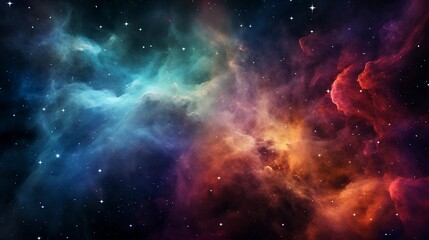 Obraz na płótnie Canvas space, nebula and galaxy on vivid color background with multiple stars 
