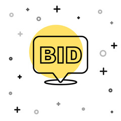 Black line Bid icon isolated on white background. Auction bidding. Sale and buyers. Random dynamic shapes. Vector