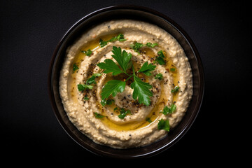 Baba ghanouj on a marble background. generative ai