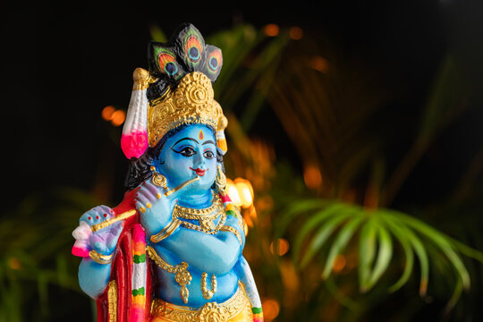 lord Krishna Janmashtami concept image, Kerala Festival Vishukani special background with copy space for text
