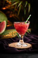 Beautiful juice glass with watermelon smoothies
