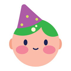 Isolated cute boy avatar with birthday party hat icon Vector
