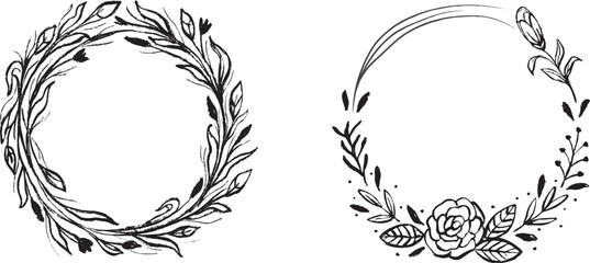 Vector illustration of hand drawn wreaths 
